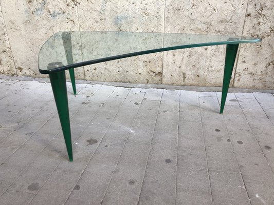 Vintage Green Glass Coffee Table, 1960s-OLY-1034891