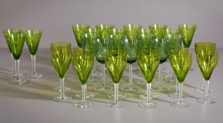 Vintage Green Glasses, 1890s, Set of 31-AOI-1724532