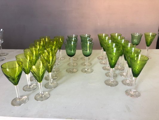 Vintage Green Glasses, 1890s, Set of 31-AOI-1724532