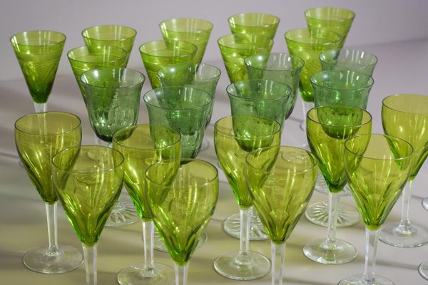 Vintage Green Glasses, 1890s, Set of 31-AOI-1724532