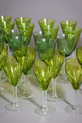 Vintage Green Glasses, 1890s, Set of 31-AOI-1724532