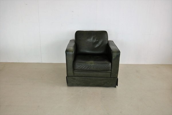 Vintage Green Leather Club Chair-FUN-914049