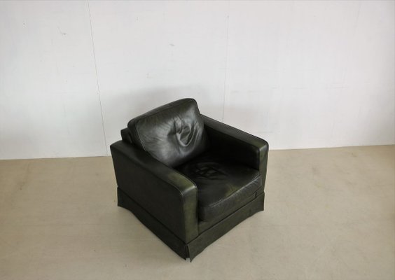 Vintage Green Leather Club Chair-FUN-914049