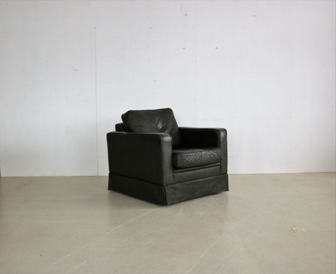 Vintage Green Leather Club Chair-FUN-914049