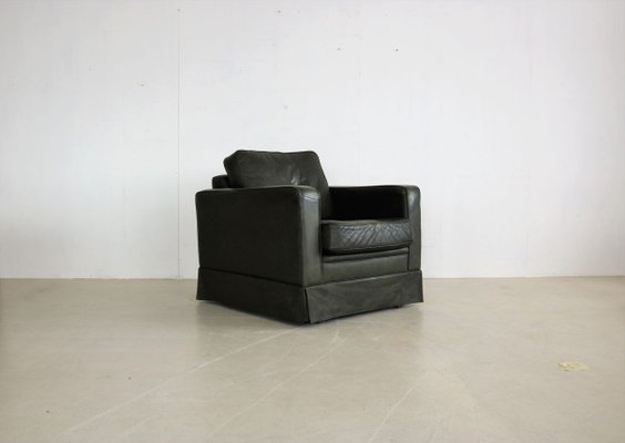 Vintage Green Leather Club Chair-FUN-914049