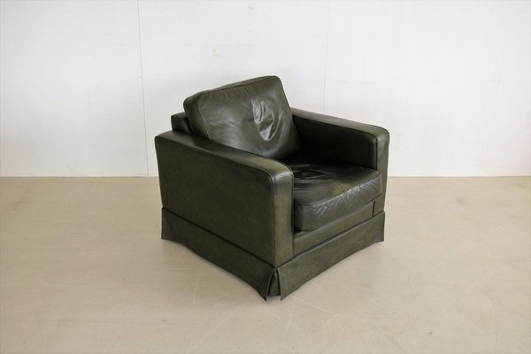 Vintage Green Leather Club Chair-FUN-914049