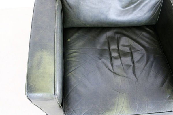 Vintage Green Leather Club Chair-FUN-914049