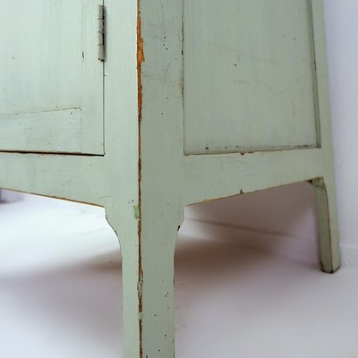 Vintage Green Patinated Wood Pedestal Cabinet-NYF-2018934