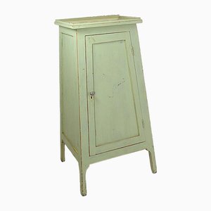 Vintage Green Patinated Wood Pedestal Cabinet-NYF-2018934