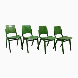 Vintage Green Stacking Dining Chairs by Roland Rainer, Vienna, 1952, Set of 12-NB-920101