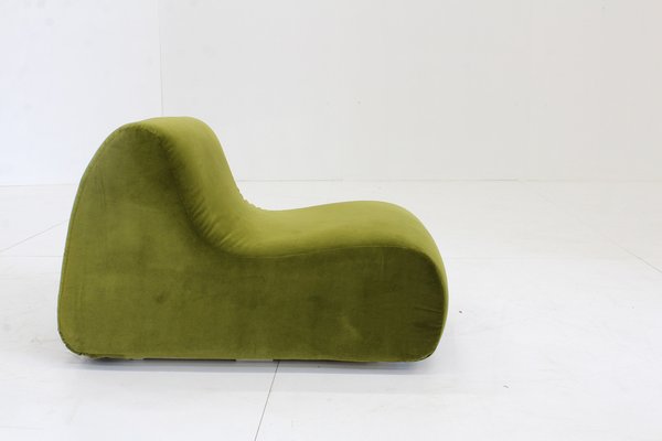 Vintage Green Velvet Lounge Chair, Italy, 1970s-HFL-1813595