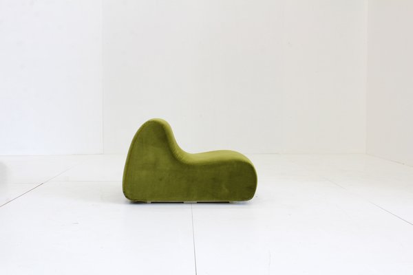 Vintage Green Velvet Lounge Chair, Italy, 1970s-HFL-1813595