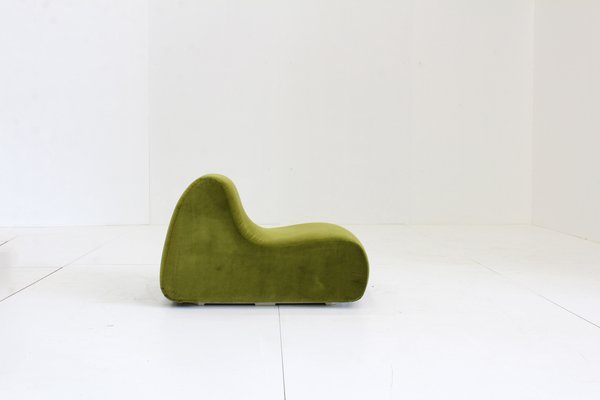 Vintage Green Velvet Lounge Chair, Italy, 1970s-HFL-1813595