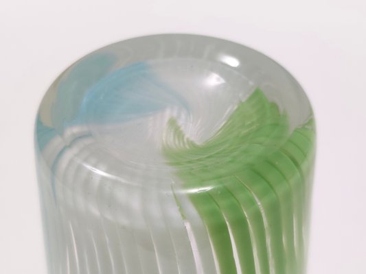 Vintage Green, White and Light Blue Murano Glass Vase attributed to Dino Martens, 1950s-JPQ-2035655