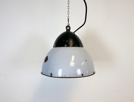 Vintage Grey Enamelled Hanging Lamp, 1930s-CGF-828593