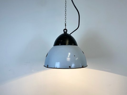 Vintage Grey Enamelled Hanging Lamp, 1930s-CGF-828593