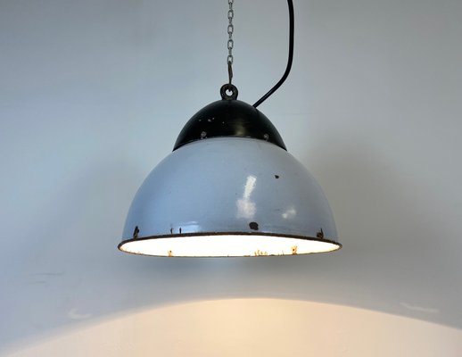 Vintage Grey Enamelled Hanging Lamp, 1930s-CGF-828593