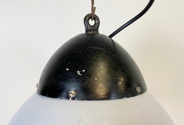 Vintage Grey Enamelled Hanging Lamp, 1930s-CGF-828593