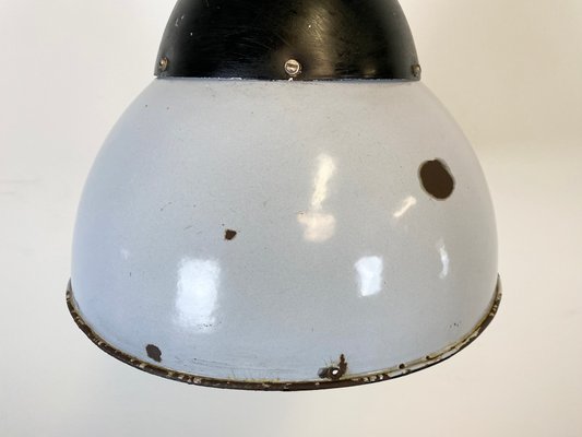 Vintage Grey Enamelled Hanging Lamp, 1930s-CGF-828593