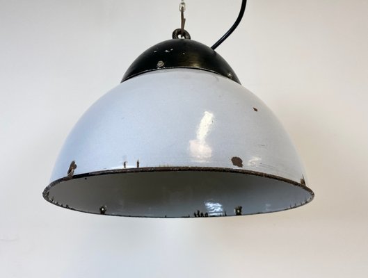 Vintage Grey Enamelled Hanging Lamp, 1930s-CGF-828593