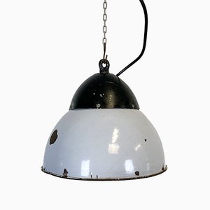 Vintage Grey Enamelled Hanging Lamp, 1930s-CGF-828593