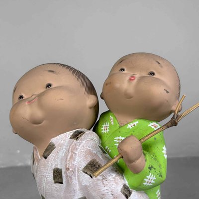 Vintage Hakata Figurine Playing Children in Ceramic & Clay, Japan, 1970s-DWL-2020542