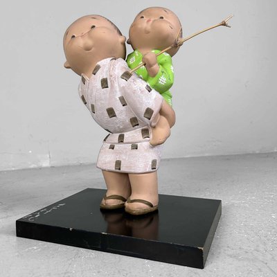 Vintage Hakata Figurine Playing Children in Ceramic & Clay, Japan, 1970s-DWL-2020542