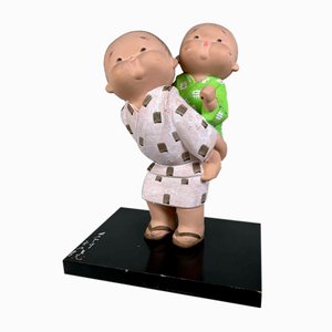 Vintage Hakata Figurine Playing Children in Ceramic & Clay, Japan, 1970s-DWL-2020542