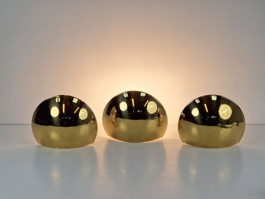 Vintage Half Moon Wall Lamp in Brass, 1980, Set of 3-AXJ-2027182