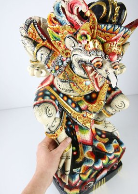 Vintage Hand Carved Colourful Balinese Sculpture-HGJ-819979