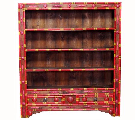 Vintage Hand Carved Wooden Bookshelf, Pakistan Punjab, 1990s-UZN-1409058