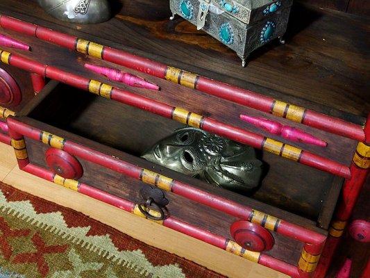 Vintage Hand Carved Wooden Bookshelf, Pakistan Punjab, 1990s-UZN-1409058