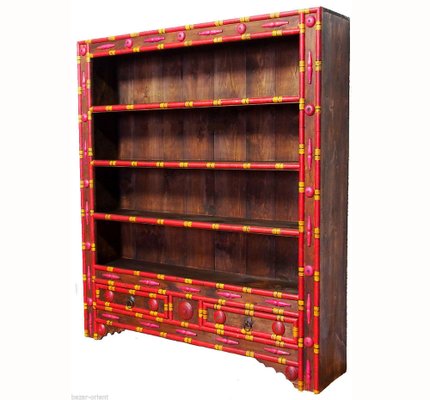 Vintage Hand Carved Wooden Bookshelf, Pakistan Punjab, 1990s-UZN-1409058