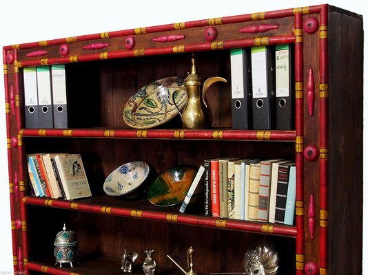 Vintage Hand Carved Wooden Bookshelf, Pakistan Punjab, 1990s-UZN-1409058