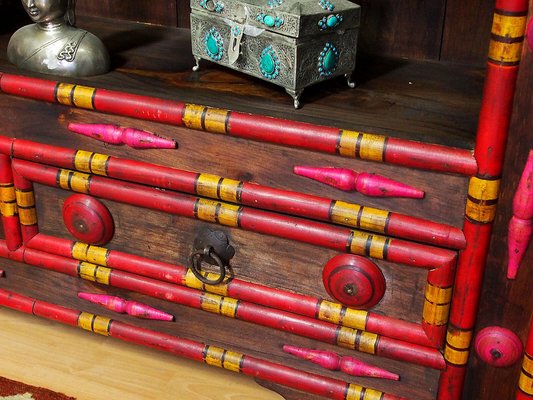 Vintage Hand Carved Wooden Bookshelf, Pakistan Punjab, 1990s-UZN-1409058