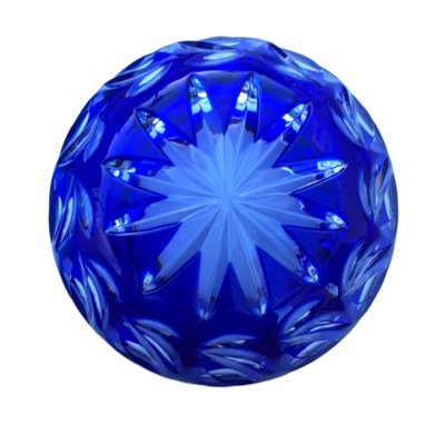 Vintage Hand Cut Blue Crystal Ashtray-TCS-1329179