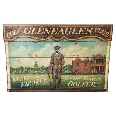 Vintage Hand-Painted Golf Club Sign on Wood, 1920s-DCO-1352055