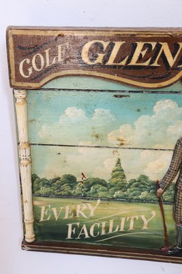 Vintage Hand-Painted Golf Club Sign on Wood, 1920s-DCO-1352055