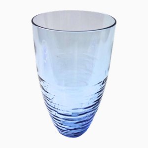 Vintage Handmade Blue Tinted Glass Vase from Steninge Glasbruk, Sweden-JKV-2023240