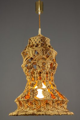 Vintage Handmade Braided Macramé Pendant Light Fixture, 1970s-KEG-852110