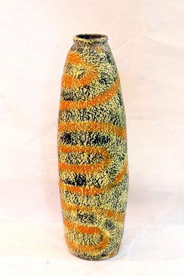 Vintage Handmade Ceramic Vase with Painted Motif, 1970s-UWE-696936