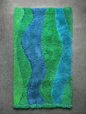 Vintage Handmade Pop Art Wall Hanging in Blue & Green Wool, 1970s-QBR-1005657