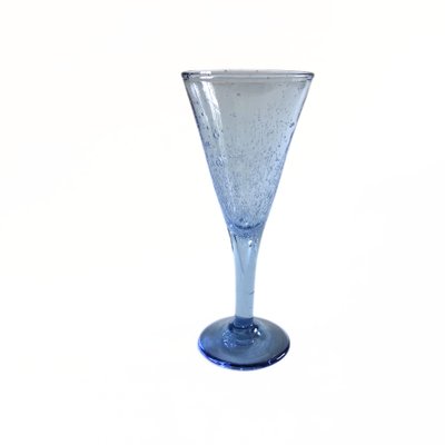 Vintage Handmade Tall Wine Glasses in Light Blue, Set of 3-JKV-1822209