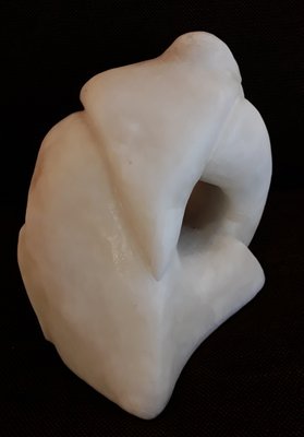 Vintage Handmade White Marble Flatterer Sculpture with Stylized Face, 1970s-HOI-874402