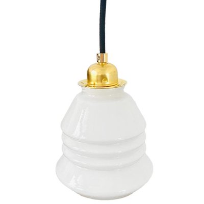 Vintage Hanging Lamp in Opaline White Gold-BMU-2026703