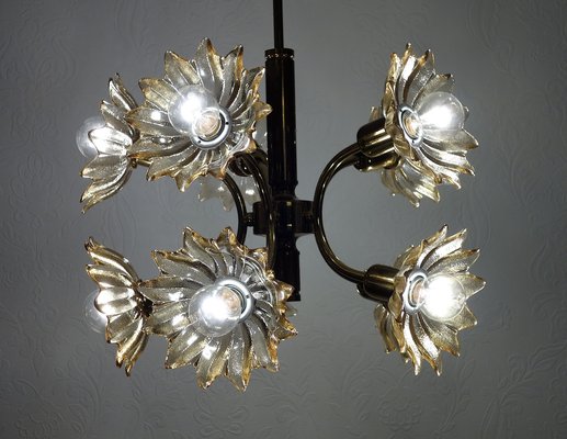 Vintage Hanging Light Brass Glass from Sische Leuchten, 1970s-NGU-1742535