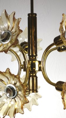 Vintage Hanging Light Brass Glass from Sische Leuchten, 1970s-NGU-1742535