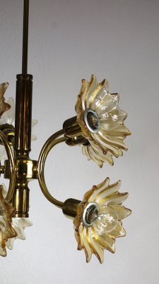 Vintage Hanging Light Brass Glass from Sische Leuchten, 1970s-NGU-1742535