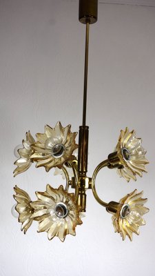 Vintage Hanging Light Brass Glass from Sische Leuchten, 1970s-NGU-1742535