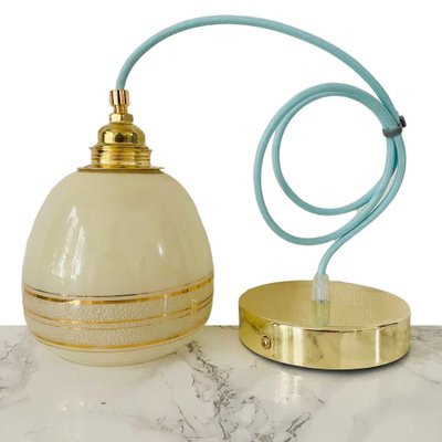 Vintage Hanging Light in Beige Glass Gold-BMU-1807643